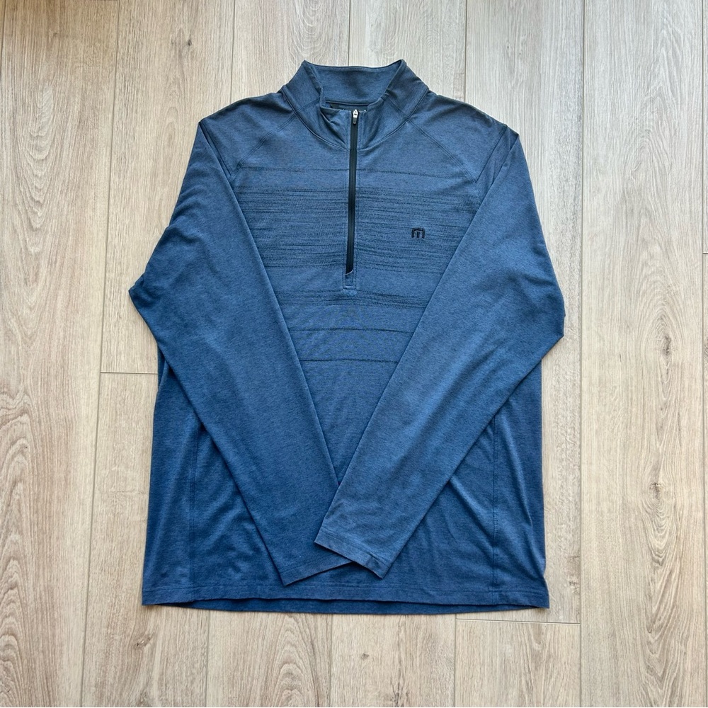 Travis Mathew Men's Blue Quarter-Zip Pullover